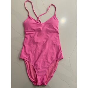 Aerie‎ One Piece Swimsuit Pink Crisscross Back Tie Straps Size M